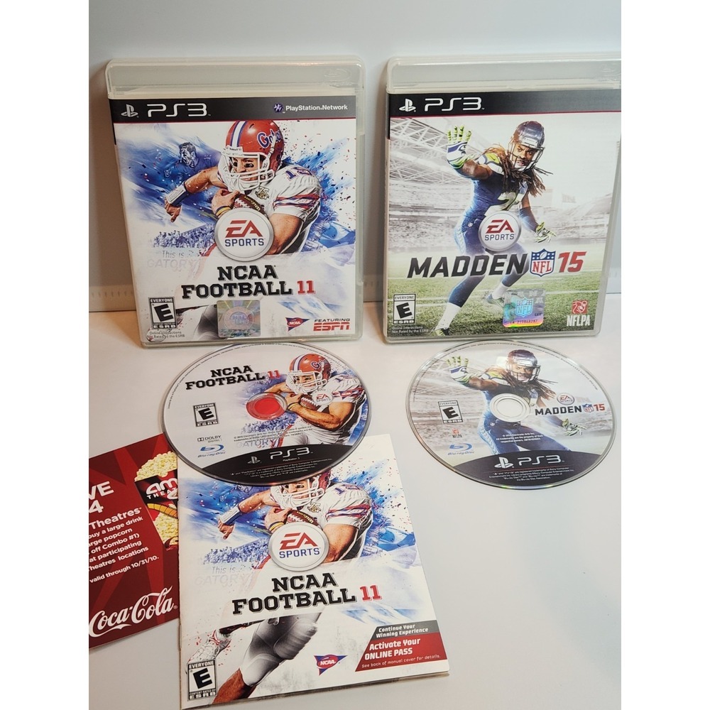 NFL Madden 11 & Madden 15 Playstation3 PS3 11- Manual Tested VGC